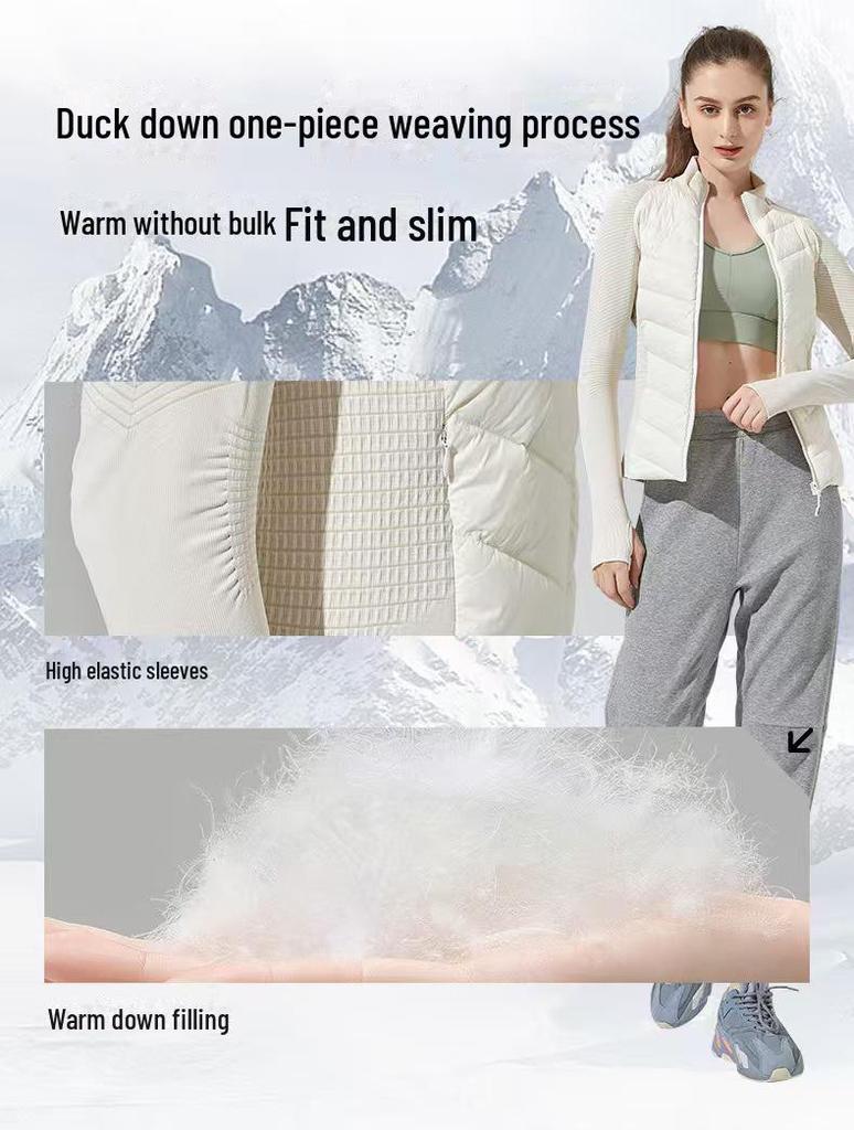 LULU Slim Fit Windproof Down Yoga Jacket - Warm, Thin, and Ideal for Outdoor Running & Sports.