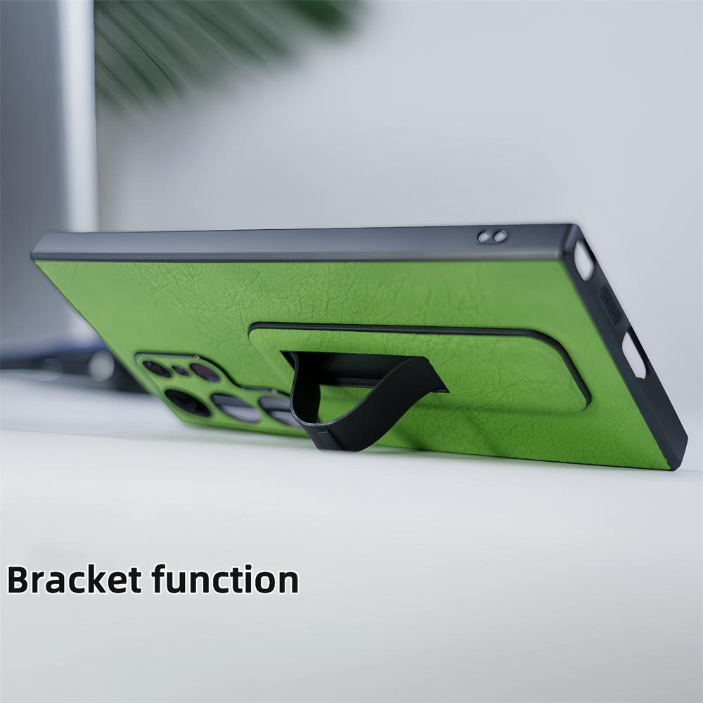 Military Soft PU Leather Push-pull Bracket Grip Stand Case For Samsung Galaxy S24 S23 S22 S21 Plus Ultra Business Armor Funda