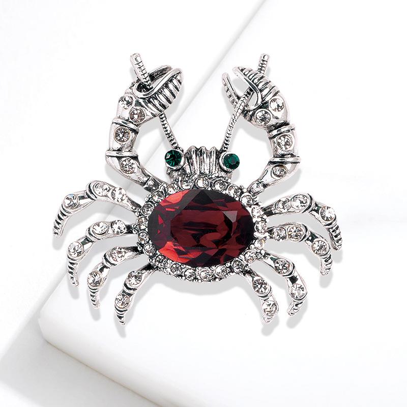 Animal Crab Brooch Pin Metal Rhinestone Crystal Badge Cardigan Sweater Lapel Pins Luxulry Jewelry For Women Accessories