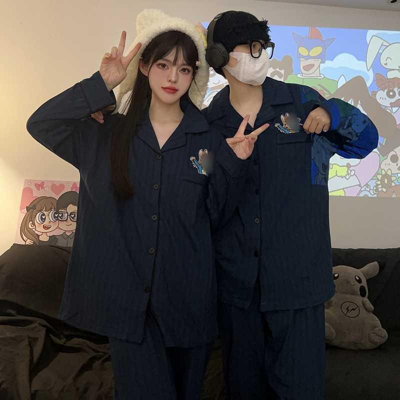 

Весняно-осінні смугасті парні піжами - З довгим рукавом, вільного крою, можна носити на вулиці Men s XXL