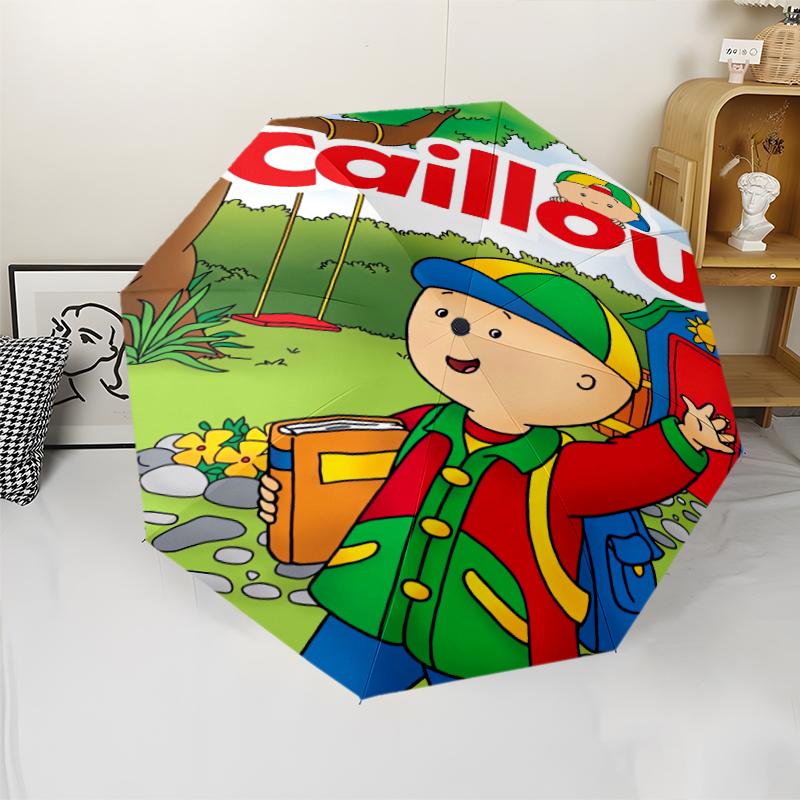 Caillou Print Automatic Umbrella, 8 Rib Iron Frame, Plastic Handle, Suitable for Outdoor Travel &Daily , Ideal Gift