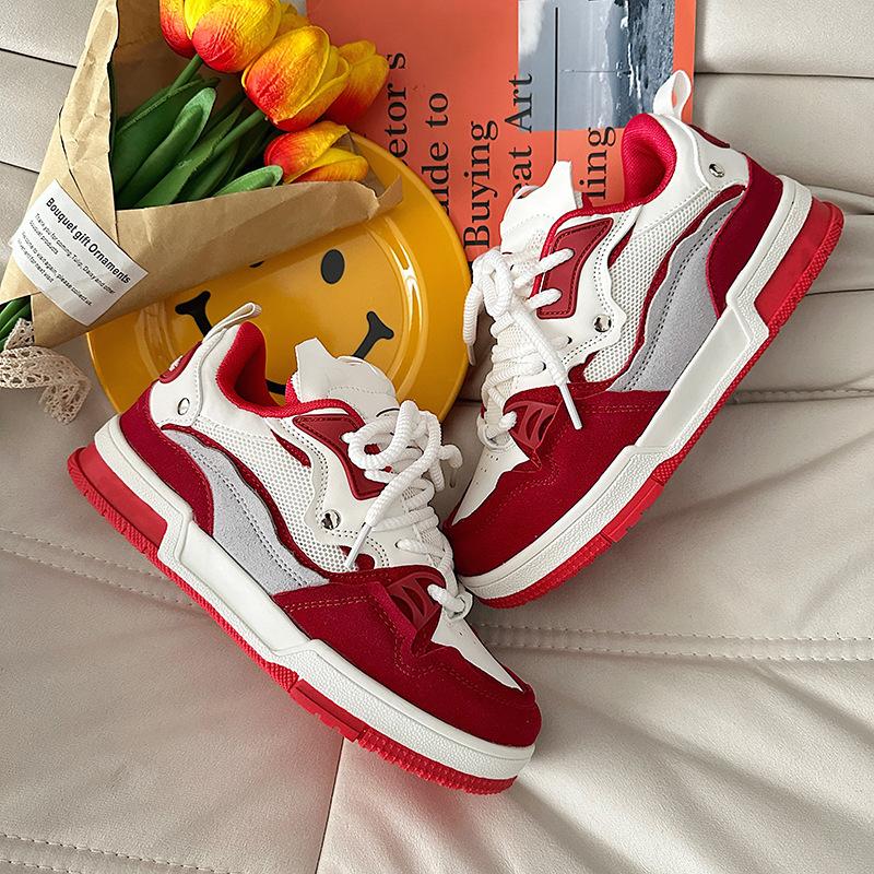 

Повседневные дышащие уличные мужские кроссовки белого цвета, дизайнерские удобные модные женские спортивные туфли для пар, легкие туфли 44 красный