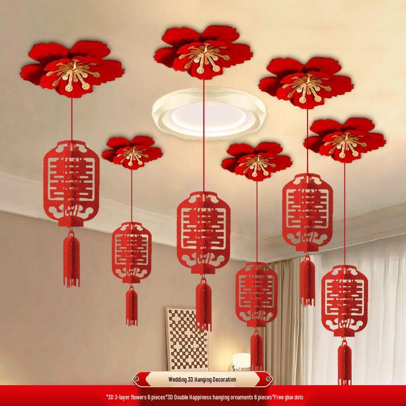 Double Happiness Flower Ornaments for Wedding Room or Ceiling Décor