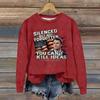Ladies Fashion Casual Long Sleeve Printed Round Neck  Pullover Top