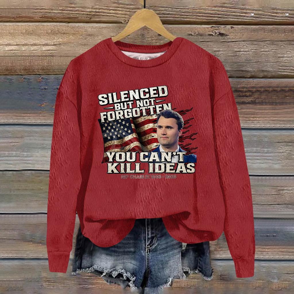 Ladies Fashion Casual Long Sleeve Printed Round Neck  Pullover Top
