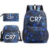 CR7C Luo Backpack Sports Peripheral Printed Backpack Children's Student School Bag Shoulder Bag Pencil Bag Three-piece Set