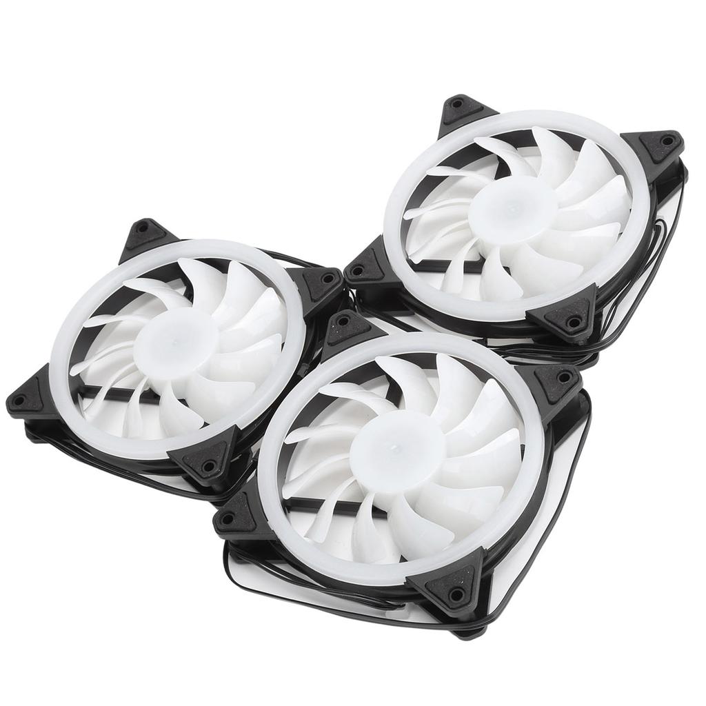 3Pcs Computer Chassis Cooling Fan Mute 6‑Pin Dual RGB Lights with Remote Control 120mm