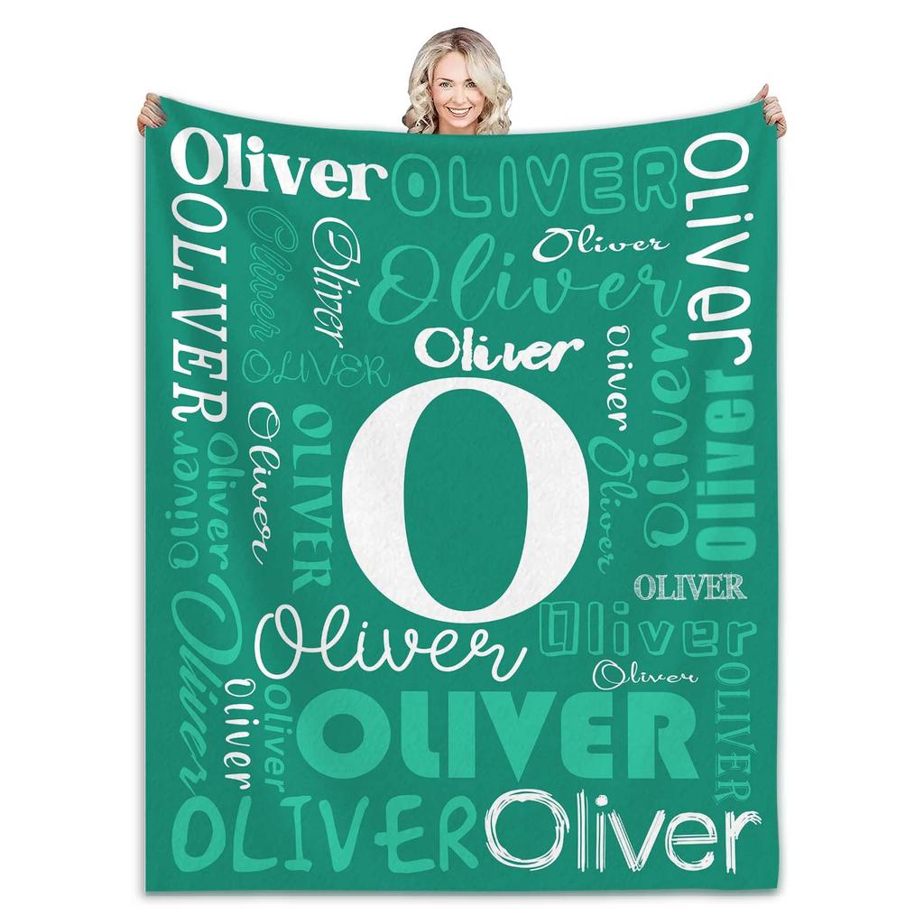 Personalized Name Flannel Blanket 2024 New Customized Blanket Soft for Kids and Adults Letter Monochrome Fleece Birthday Gift