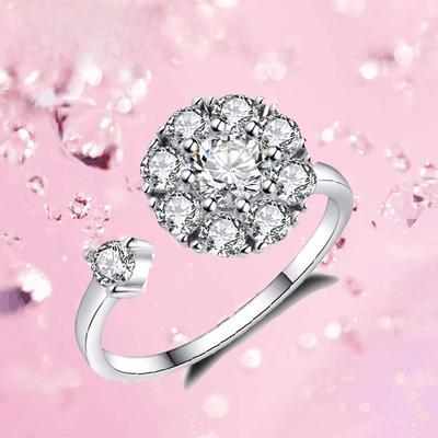 925 Sterlingsilber Drehbarer Ring Offener Ring Mode Super Flash Mikro-Eingefasster Zirkon Mode