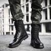 Men's Security Boots Black High-top Leather Boots Outdoor Tactical Combat Boots Anti Slip Hiking Boot Hunting Safety Shoes Botas