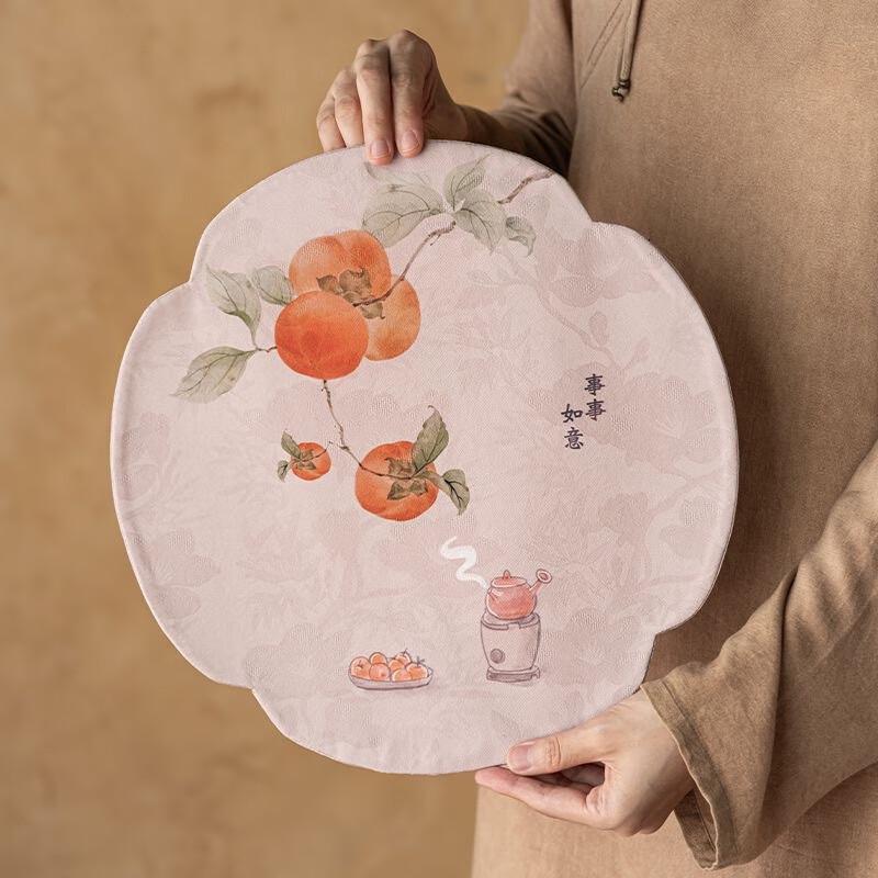 

Begonia Persimmon Round Tea Mat