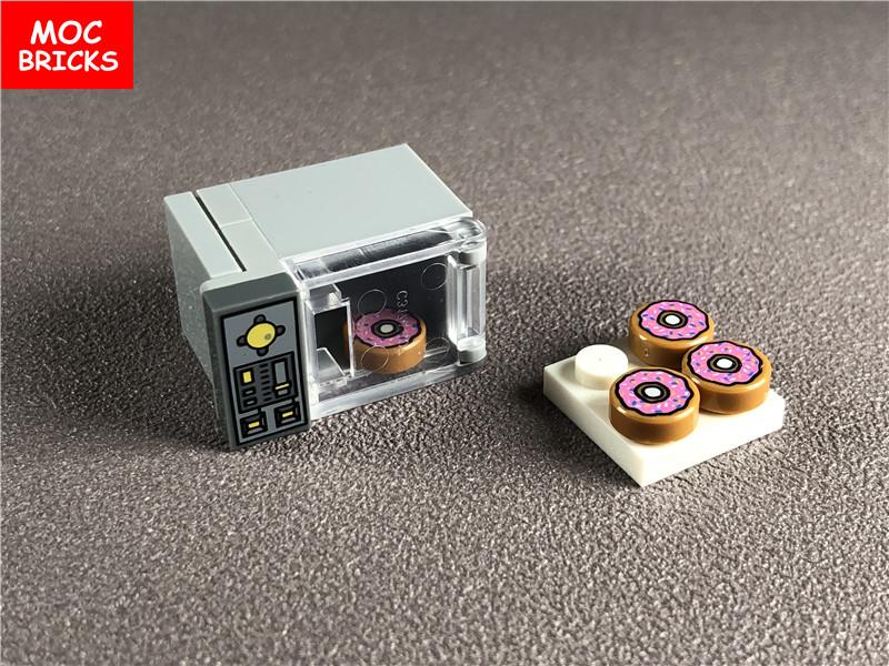 Non-Toxic Set Moc Bricks Diy Microwave Oven Food Biscuits Sushi Donut Sugar Educational Building Blocks Toys For Children Xmas Gifts
