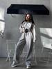 Women's Casual Solid Color Hoodie & Lace-up Pants Two-Piece Set