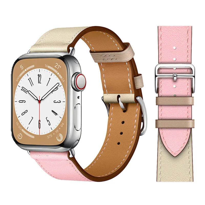 Leather Strap for Apple Watch 46mm 45mm 41mm 44mm 40mm 42mm 38mm 49mm 44 mm Band for iWatch Series Ultra 10 9 8 7 6 5 4 SE Belt