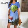 Up Balloons Dress Sweet Summer Women Elegant Fashion Short Sleeve Print Dress Casual Party Mini Dress Ladies Clothes Oversized