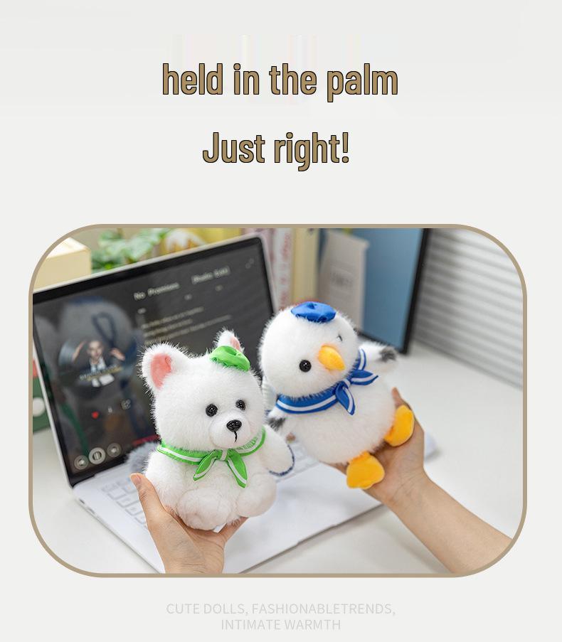 Palm Treasure Arctic Fox & Seagull Plush Keychain Charms - Cute Backpack Accessories & Birthday Gifts