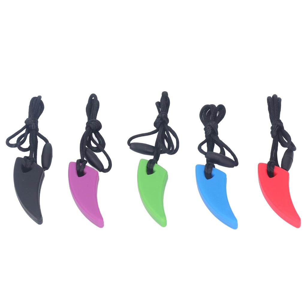 5pcs Sensory Chew Necklace Oral Motor Aids Anxiety Relief Safety Silicone Chewy Necklace Teether