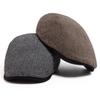Retro British Herringbone Men's Beret: Autumn/Winter Literary Flat Cap - Trendy Large Head Size Duckbill Design