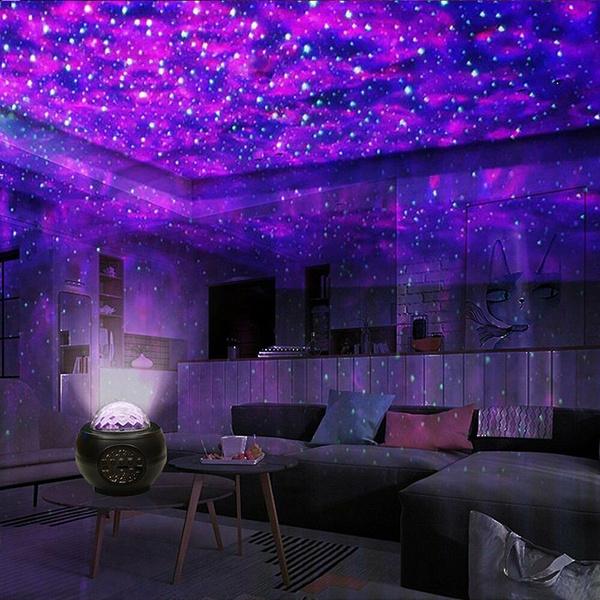 Bluetooth Star Projector Night Light Voice & Remote Control 32 Lighting Modes Built-in Music Player Star Galaxy Ocean Wave Projection Lamp Decor
