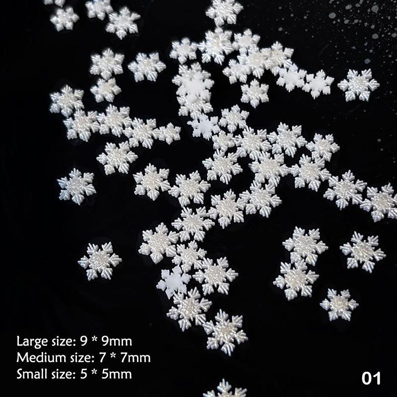 

50Pcs Christmas Sparkling White Transparent Snowflake Nail Charms Accessories Glitter Resin Snow Nail Decoration For Manicure