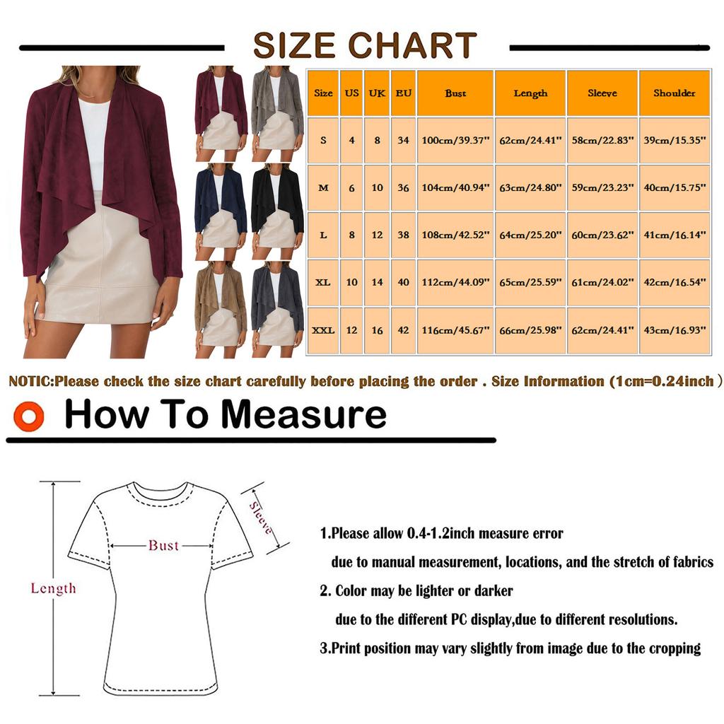 Women's Fasion Casual Loose Solid Color Long-sleeved Imitation Deerskin Drape Irregular Hem Cardigan Short Coat