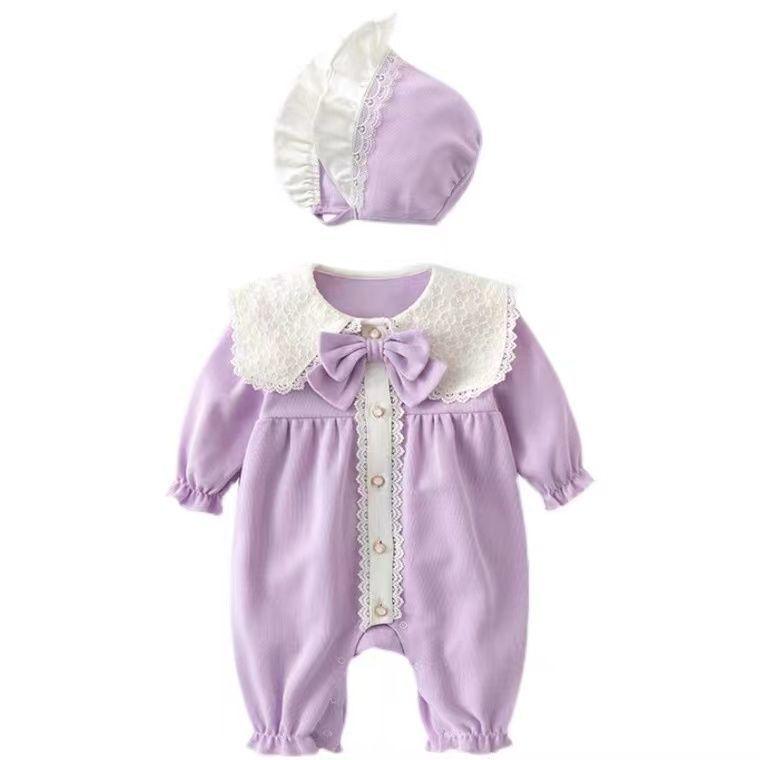 Stylish Girls' Long Sleeve Princess Romper and Harem Pants Set for Babies