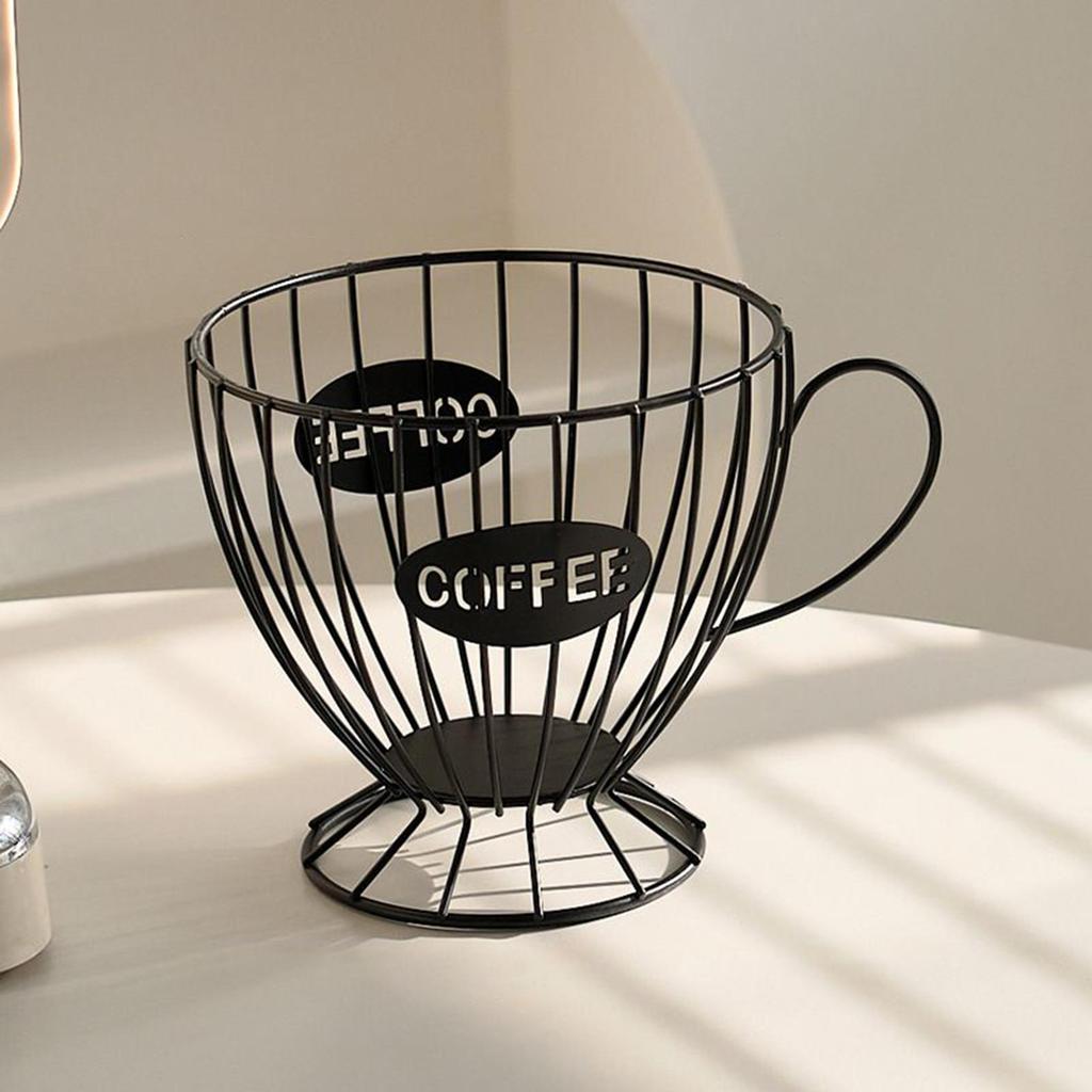 Coffee Pod Basket Metal Wire Large Capacity Reusable Modern Organizer Coffee Pod Holder Organizer for Home Kitchen Study Cafe