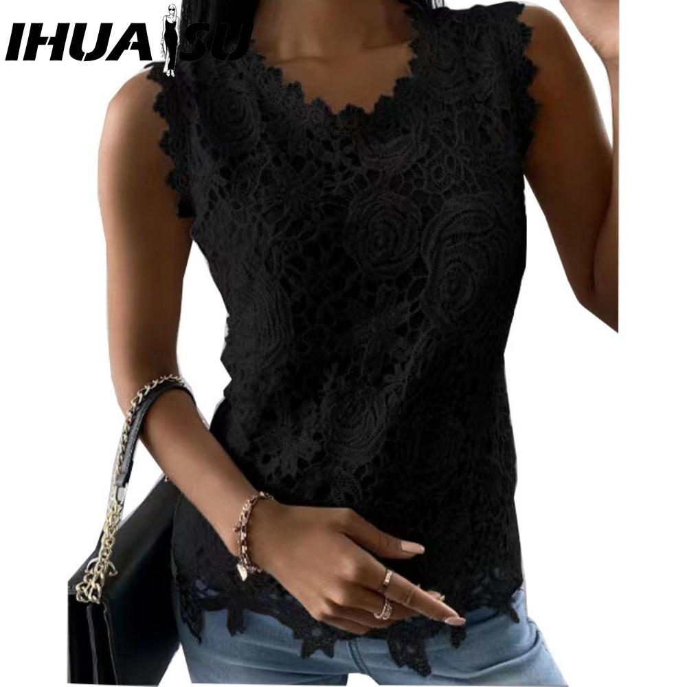 IHUASU Dámská móda Ležérní Jednobarevný Potisk Bez rukávů O Kulatý Výstřih Halenky a Košile