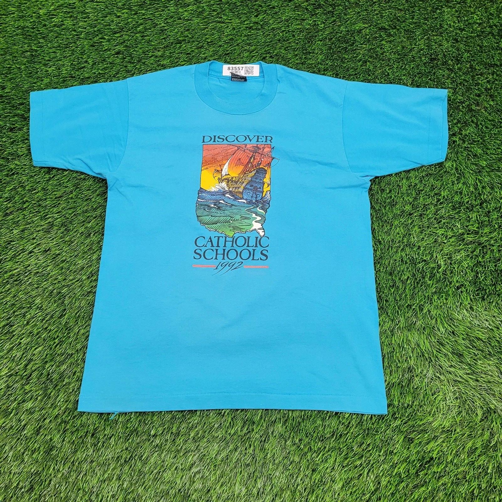 

Vintage 1992 Nautical Ship Shirt M/L 20x26 Catholic Schools 2XL