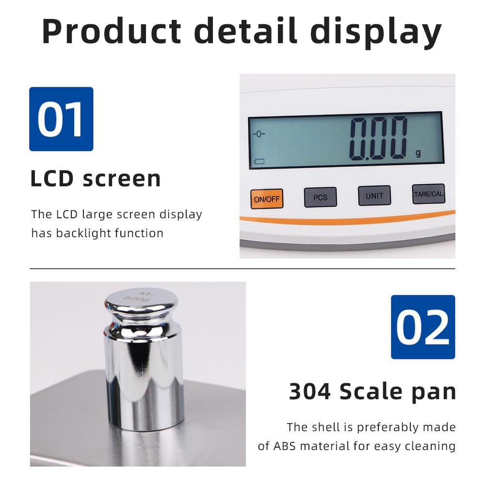 Dual Display LCD Jewelry Laboratory Electronic Balance Scale 0.1g 1kg/3kg/5kg With RS232 Interface AC 220-240V EU Plug