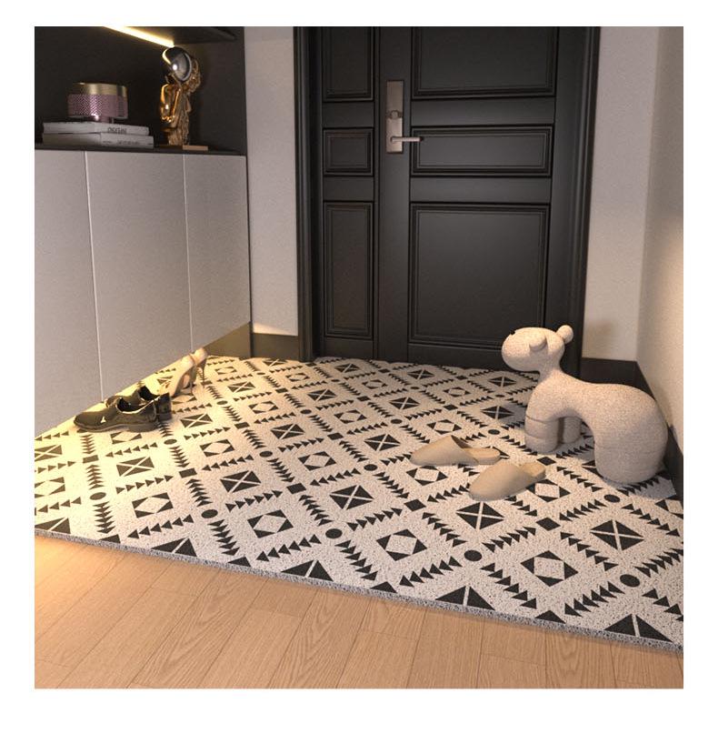 Geometric Entry Door Mat Silk Coil, Non-Slip, Wear-Resistant, Easy To Clean & Cut To Size