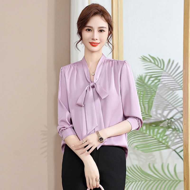 2025 Spring Women's Fashion: Casual V-Neck Chiffon Blouse in New Chinese Style