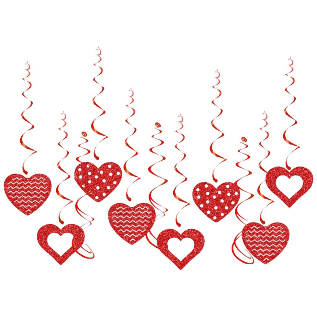 New Valentine's Day Party Decoration Set: Valentine's Day Banners, Heart Spiral Tags