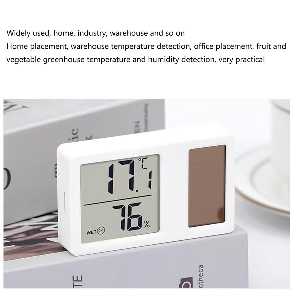 Thermometer Hygrometer Solar Powered Desktop Temperature Humidity Measurement Meter Gauge for Indoor Baby Room Office