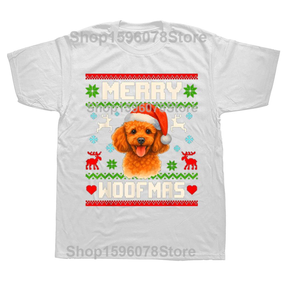 

Funny Poodle Dog Christmas Pet Dog Lover Xmas T Shirts Men Cotton Humor Streetwear Tee Shirt Short Sleeve Unisex Loose Clothing S