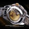 Mechanische Herrenuhr Automatische Armbanduhr Luxus Diamant Edelstahl Skelett Uhren Gold Relogio Masculino