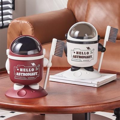 Yousheng Astronaut Table Trash Can Mini Desktop Garbage Can with Lid Cute Spaceman Wastebasket with Brush for Home Office Bedroom Desk Dressing Table