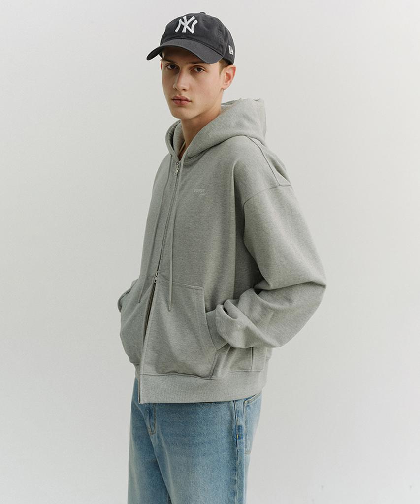 Dunst For Men Cropped Zip-Up Hoodie_Unisex_Udts6A101_Melange Gray