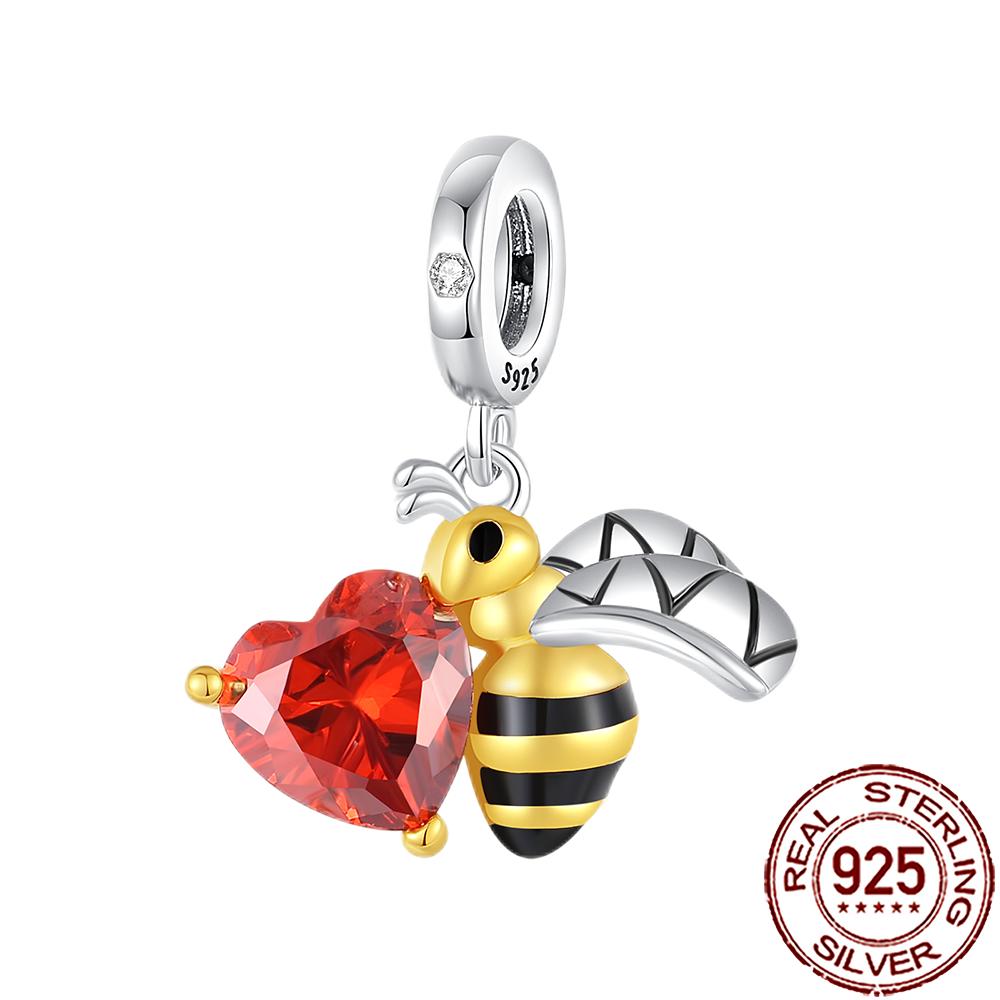 Spring New Charms Genuine Copper Floral Bee Firefly Style Butterfly Beads Fit Original Bracelet Necklace Handmade DIY Jewelry