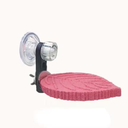 Percha para loro texturizada con hojas multicolor - Soporte antideslizante de resina con ventosa y percha para limar uñas