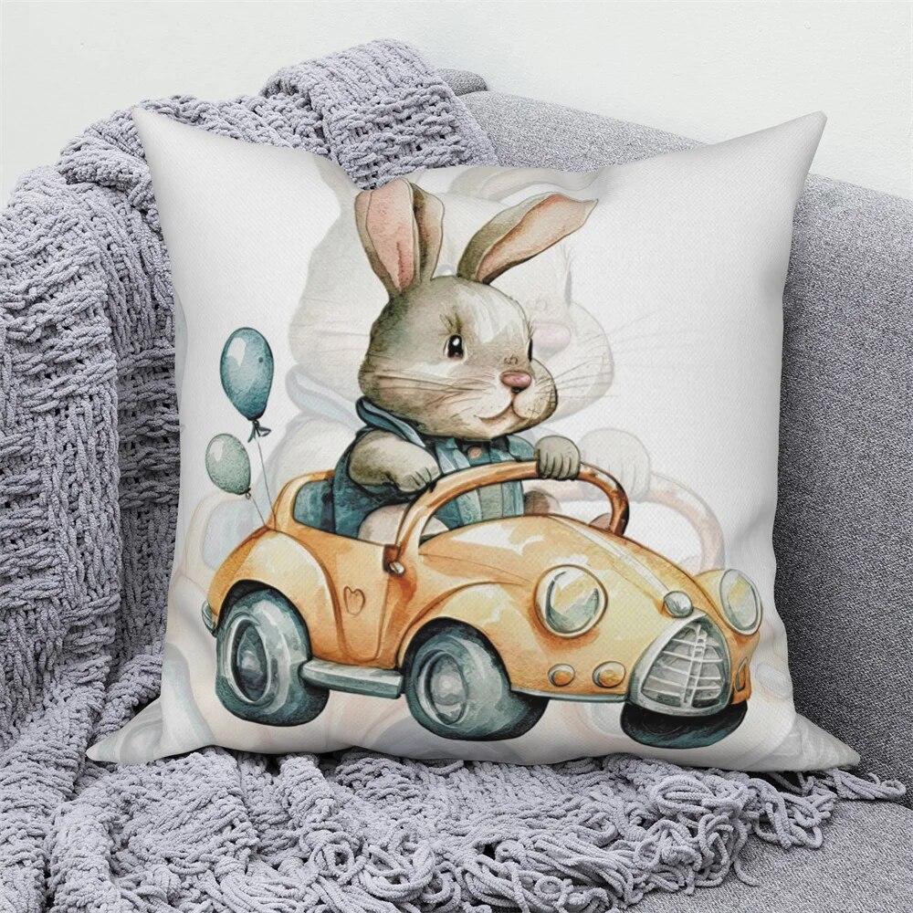 

Декоративная наволочка с принтом свиньи, кошки, панды, кролика, дивана, автомобиля, гостиной, наволочка с изображением животных 40x40cm