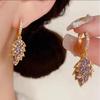 Exquisite Summer Purple Crystal Flower Earrings: Trendy, Heart-Shaped, Versatile Ear Studs