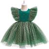 Cute Baby Girls Princess Dress Sequin Shiny Newborn Girls Pageant Gown For 1st Birthday Party Infant Fluffy Wedding Clothes