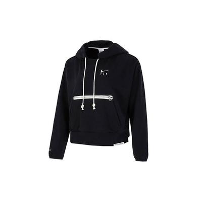 Embroidered Logo Short Hoodie with Large Pocket Women Hoodie Black DA6484-010