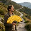 Silk Bamboo Folding Fan DIY Calligraphy Painting Men Women Hand Held Fan Summer Portable Cooling Fan Party