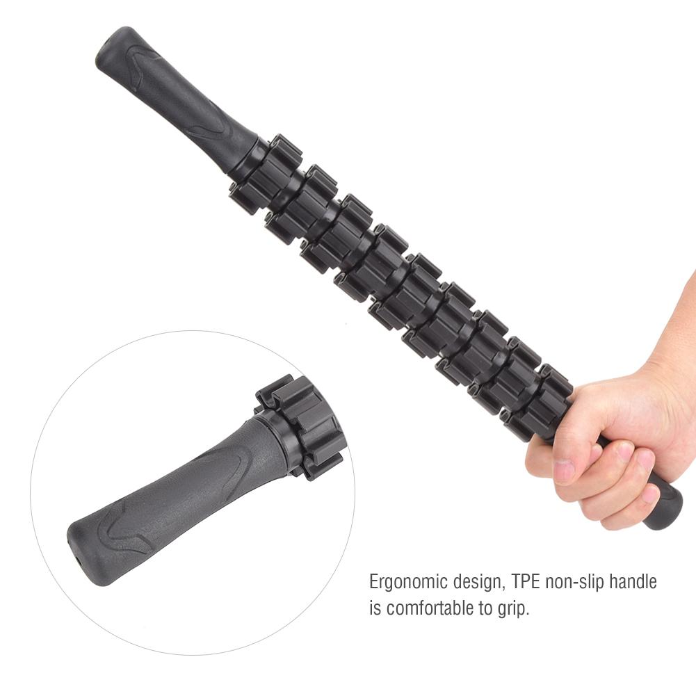 9 Gear Sports Massage Roller Stick Yoga Fitness Muscle Relax Workout Exercise Equipment Black