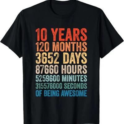 10th Birthday T Shirt Kids Boys Girls Vintage Retro 10 Years