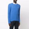 Polo Ralph Lauren FW22 Solid Color Small Pony Embroidered Cable Knit Crew Neck Long Sleeve Sweater Men sweater Blue 710775885-037