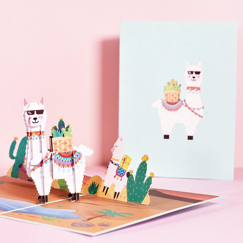 3D Pop-up Alpaca Greeting Card – Handmade for Children s Birthdays & Festivals