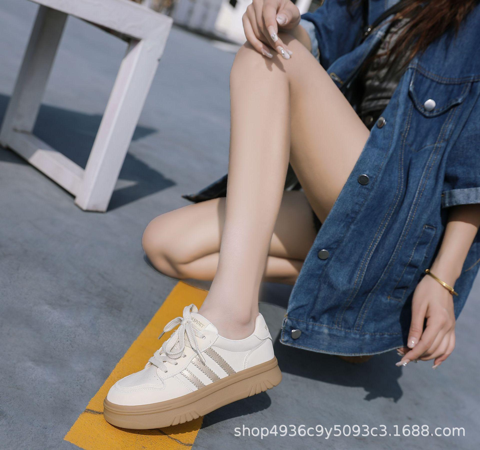 

2025 весенние белые туфли на шнуровке на кожаной платформе, модные и универсальные, повседневные женские туфли, удобные и универсальные 40